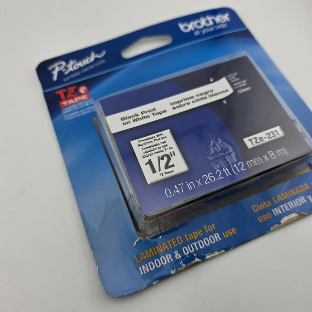 Brother P-Touch TZe-231‎ Laminated Label Tape Black on White OEM
